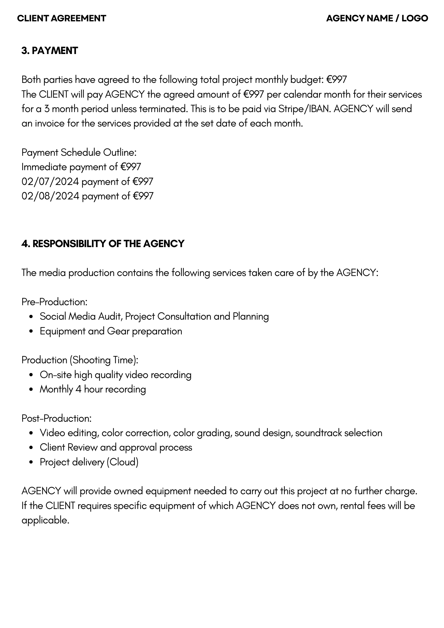 General AGREEMENT White