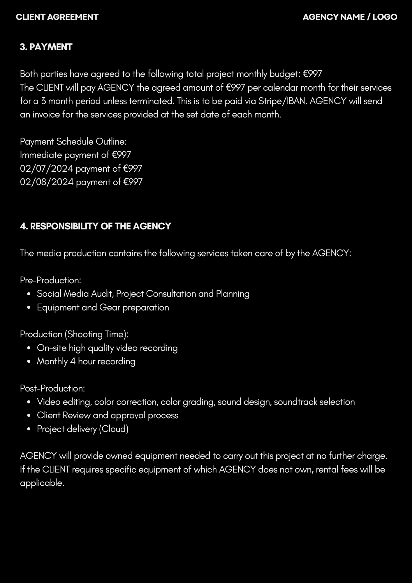 General AGREEMENT Black