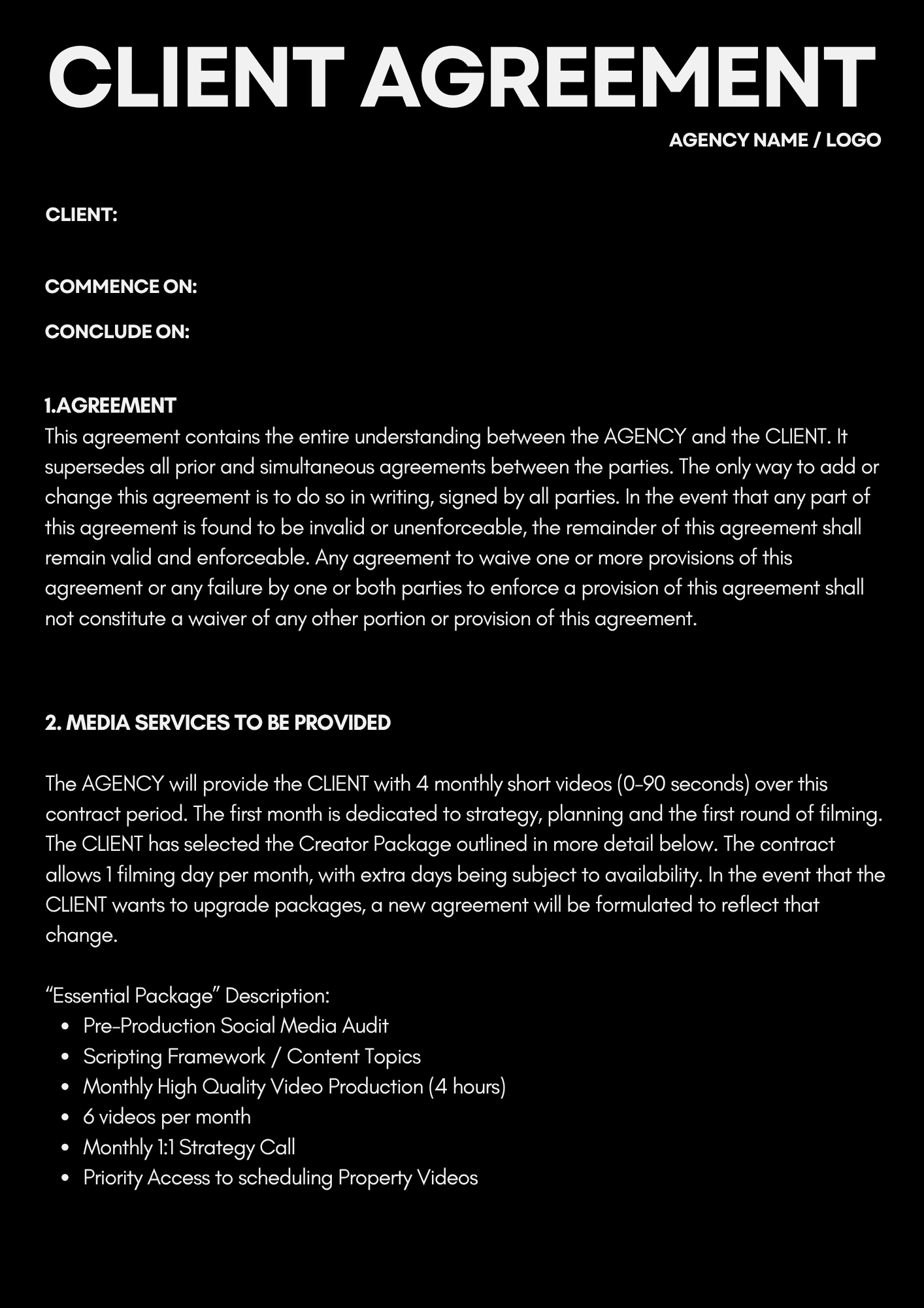 General AGREEMENT Black