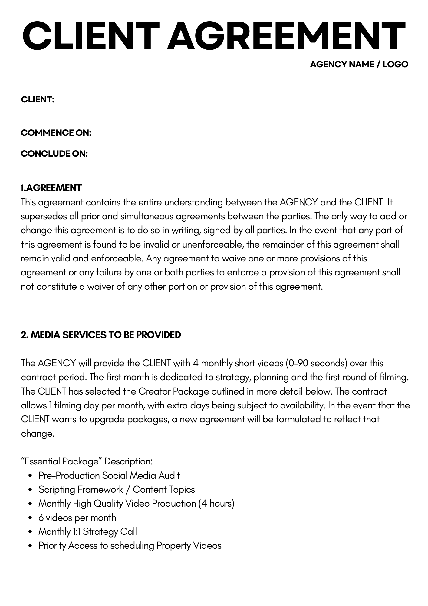 General AGREEMENT White