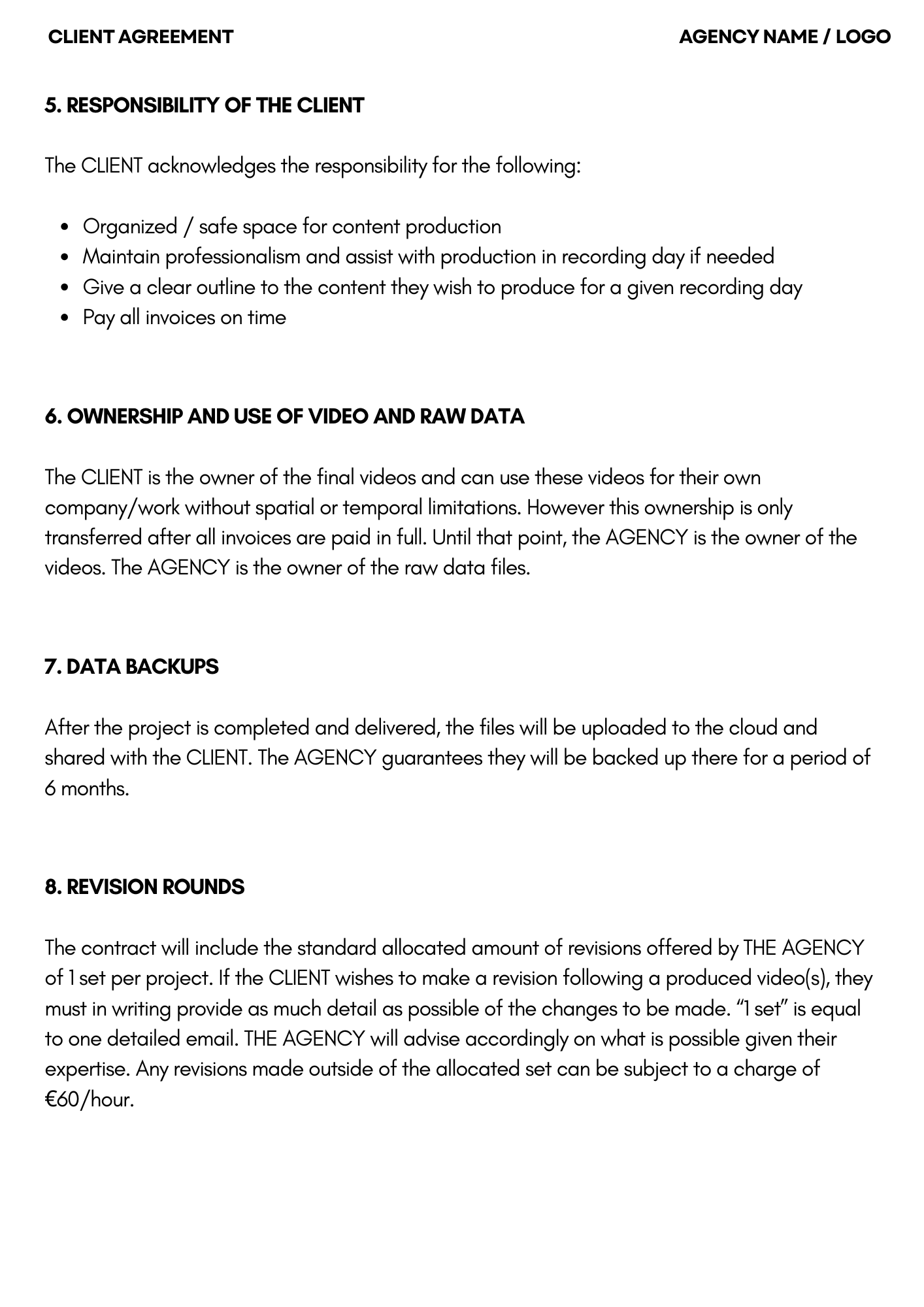 General AGREEMENT White