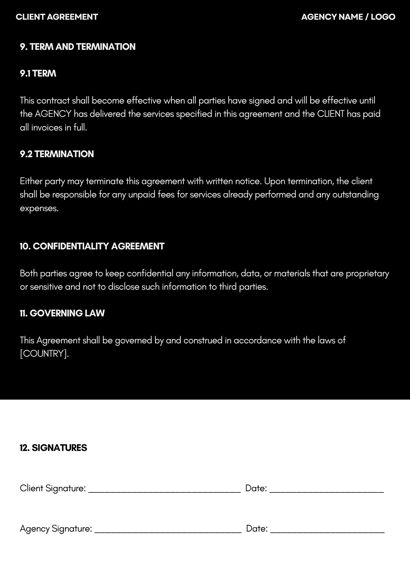 General AGREEMENT Black